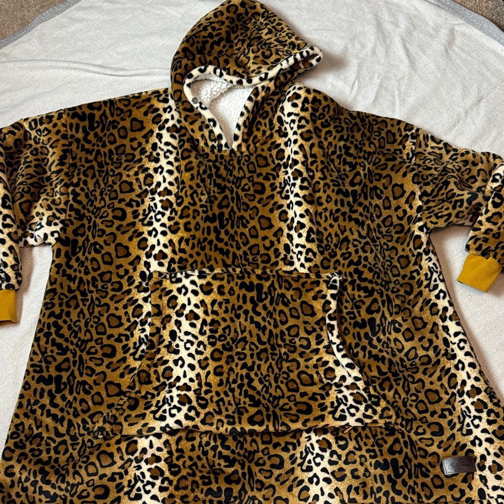 Catalina Leopard Print Hoodie with Yellow Accents